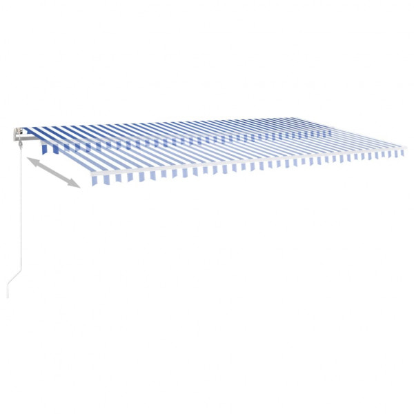 Toldo autom. c/ LED e sensor de vento 600x350 cm azul/branco M 3