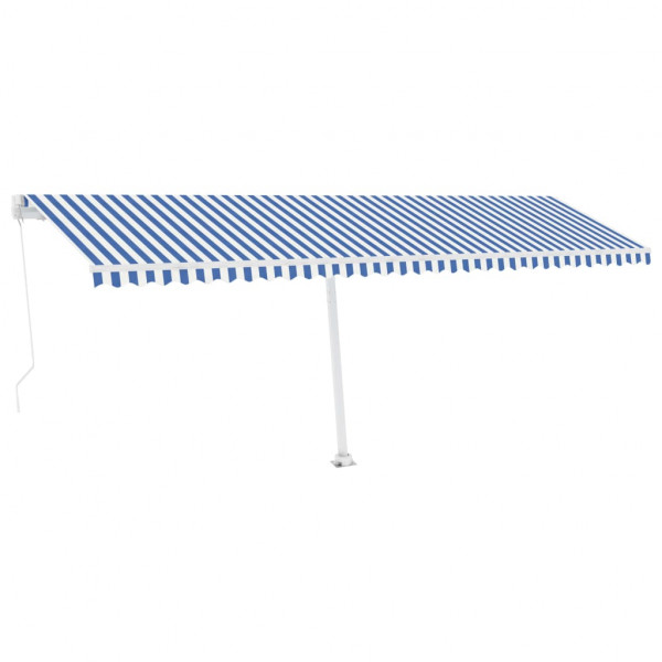 Toldo retrátil manual independente 600x300 cm azul e branco M 2