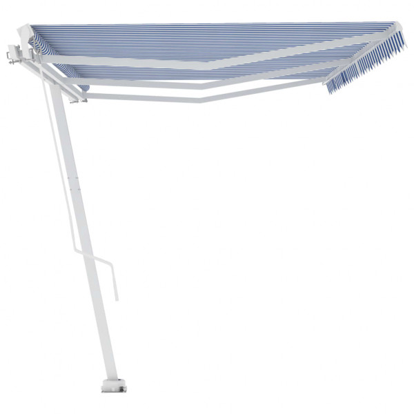 Toldo de pie retráctil manual azul y blanco 600x300 cm M 5