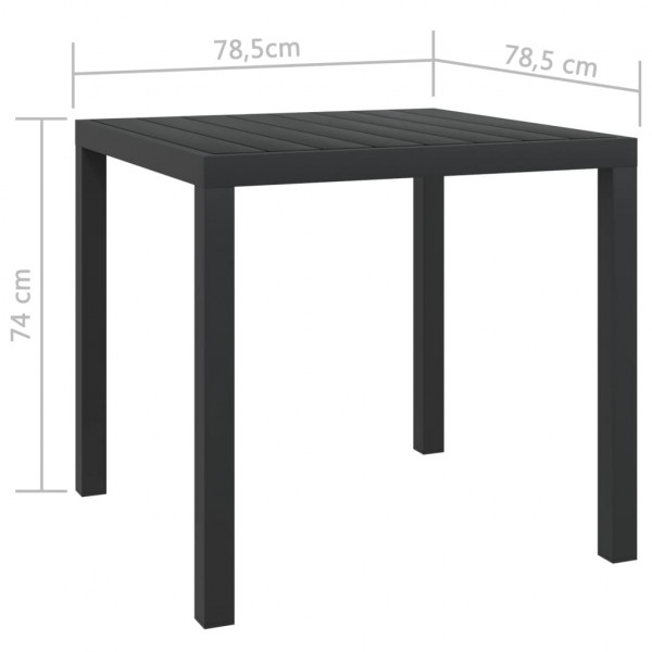 Mesa de jardim em alumínio e WPC 80x80x74 cm preto M 5