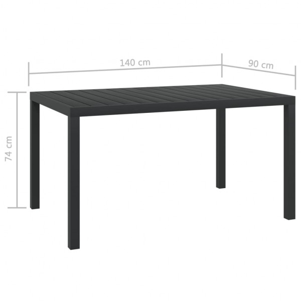 Mesa de jardim em alumínio e WPC 150x90x74 cm preto M 5