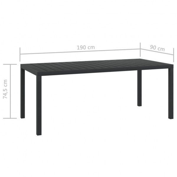 Mesa de jardín de aluminio y WPC negra 185x90x74 cm M 5