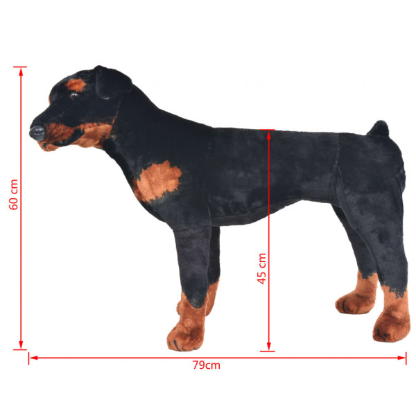 Perro rottweiler de peluche de pie negro y marrón XXL M 5