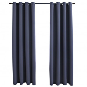 Cortinas blackout c/ argolas em metal 2 pcs 140x175cm antracite H