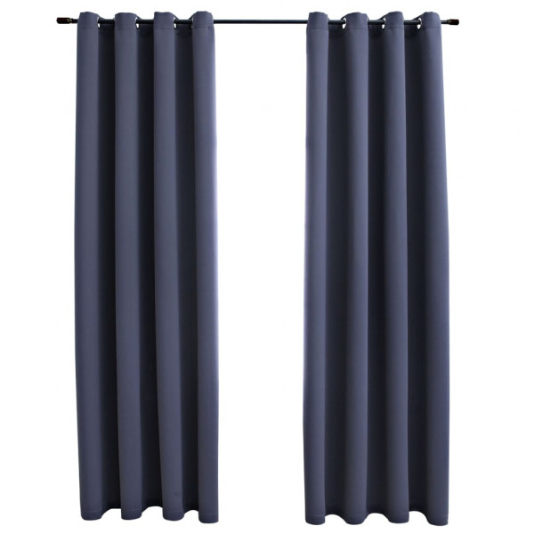 Cortinas blackout c/ argolas em metal 2 pcs 140x175cm antracite M 2