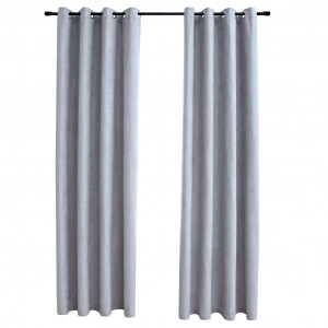 Cortinas blackout c/ argolas em metal 2 pcs 140x245 cm cinzento H