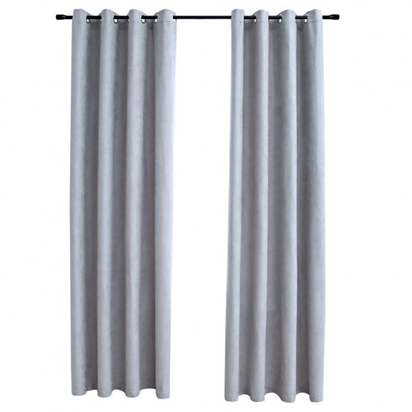 Cortinas blackout c/ argolas em metal 2 pcs 140x245 cm cinzento M 2
