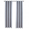 Cortinas opacas con anillas de metal 2 piezas gris 140x245 cm 2