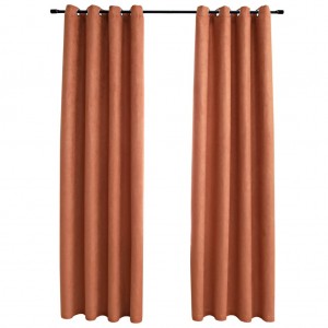 Cortinas blackout c/ argolas em metal 2 pcs 140x175 cm ferrugem H