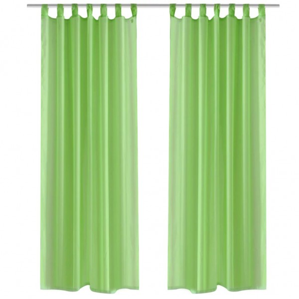 2 Cortinas verdes transparentes 140 x 175 cm D