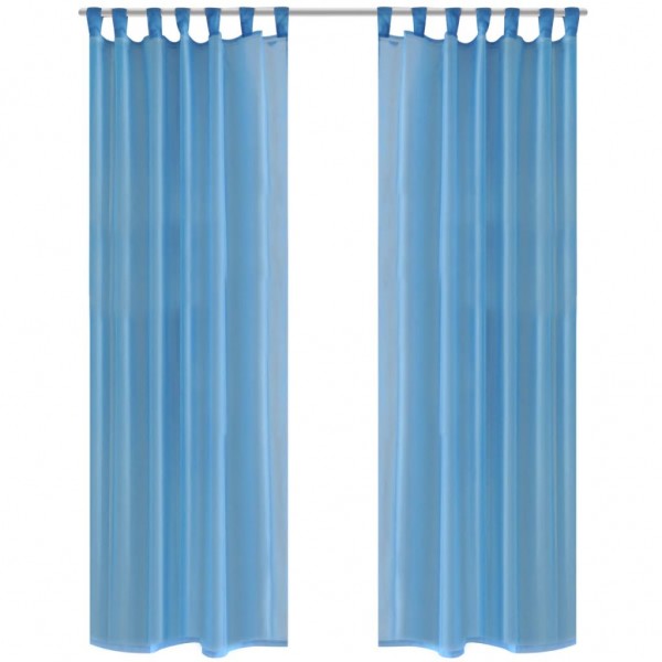 2 Cortinas turquesas transparentes 140 x 175 cm D