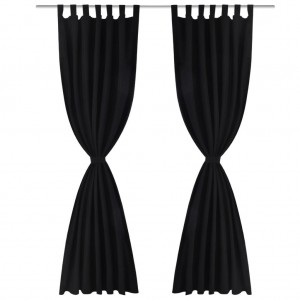 Cortinas de cetim com laços. 2 pcs. preto 140 x 225 cm H