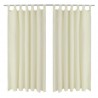 Cortinas de cetim com laços. 2 pcs. creme 140 x 225 cm 1