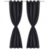 2 pcs Cortinas Blecaute com Argolas de Metal Preta 135 x 245 cm 2