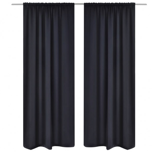 2 cortinas negras oscuras con jaretas. blackout 135 x 245 cm D