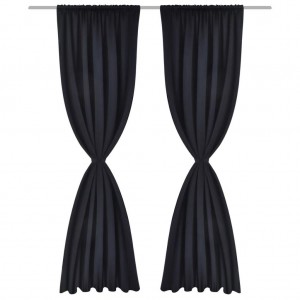 2 cortinas negras oscuras con jaretas. blackout 135 x 245 cm H