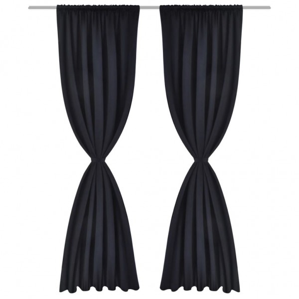 2 cortinas negras oscuras con jaretas. blackout 135 x 245 cm M 2