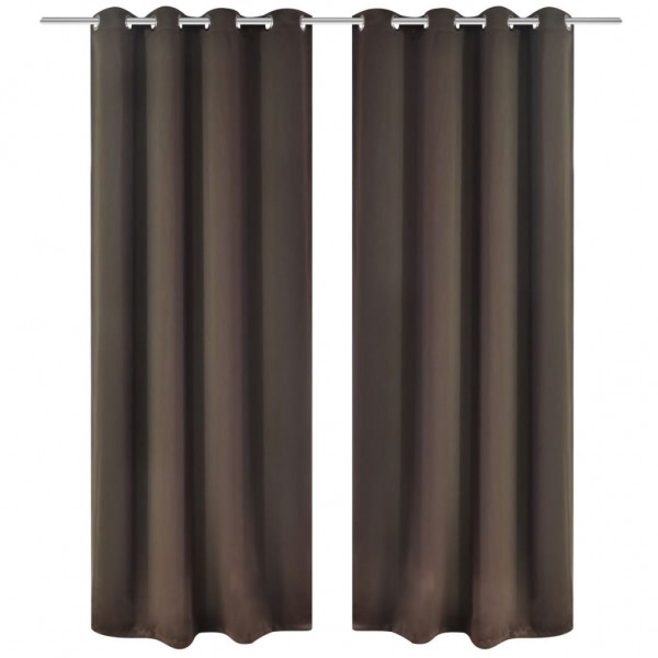 2 cortinas marrones oscuras con anillas blackout 135x245cm D