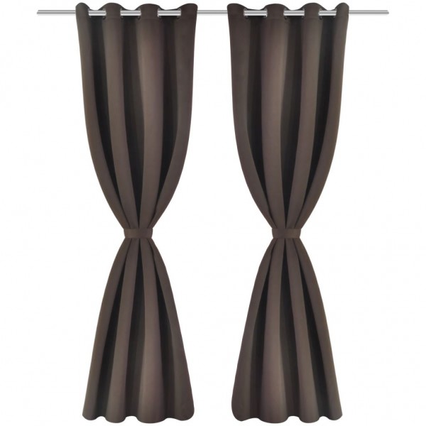 Cortinas opacas com anéis metálicos. castanho. 2 pcs.135 x 245 cm M 2