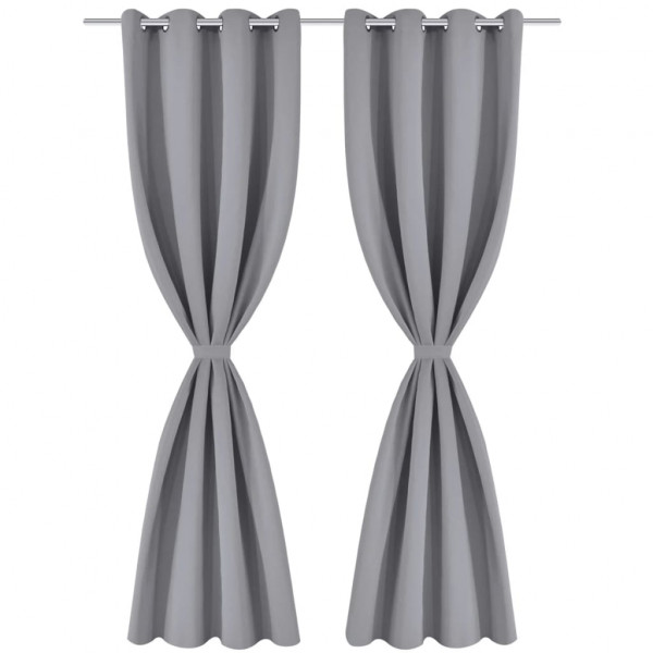 Cortinas opacas com anéis metálicos. cinzento. 2 pcs.135 x 245 cm M 2