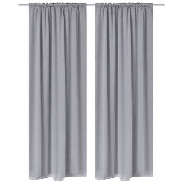 2 pcs cortinas opacas com barra de franzir 135 x 245 cm cinzento D