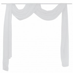 Cortina comprida em voile transparente 140 x 600 cm branco H