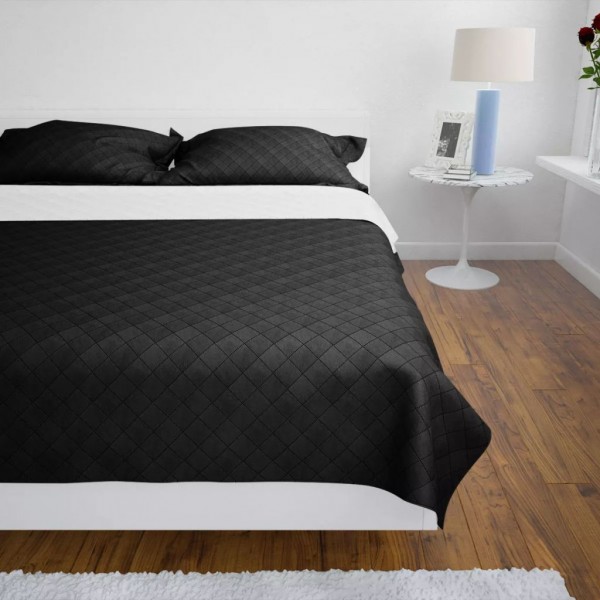 Colcha dupla face acolchoada preto/branco 230 x 260 cm M 2