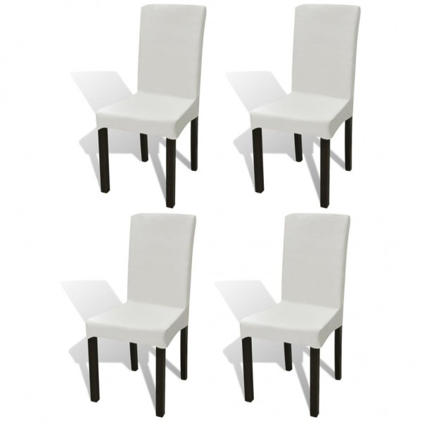 Funda de silla elástica recta 4 unidades crema D