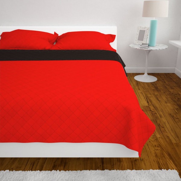Colcha dupla face acolchoada 220x240 cm vermelho e preto M 4