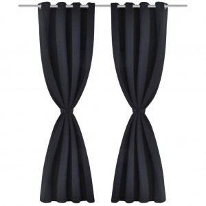 Cortinas blackout 2 pcs com ilhós de metal 135x175 cm preto H