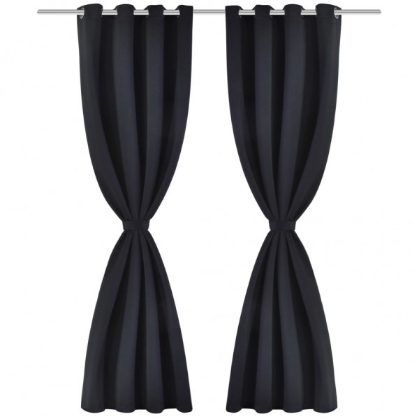 Cortinas blackout 2 pcs com ilhós de metal 135x175 cm preto M 2