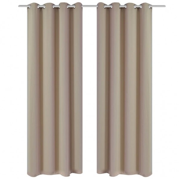 Cortinas opacas 2 piezas con ojales de metal 135x175 cm crema D