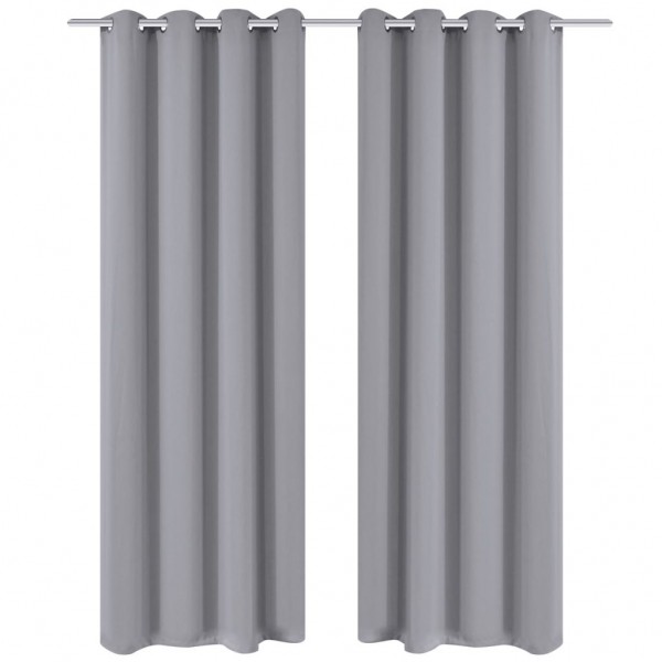 Cortinas opacas 2 piezas con ojales de metal 135x175 cm gris D