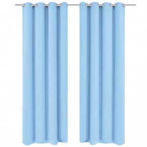 Cortina opaca con ojales de metal 270x245 cm turquesa H