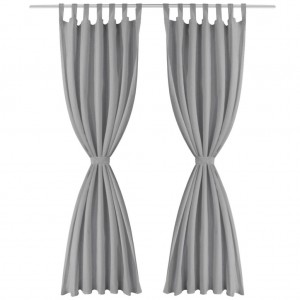 Cortinas de micro-raso con bucles 2 unidades 140x225 cm gris H
