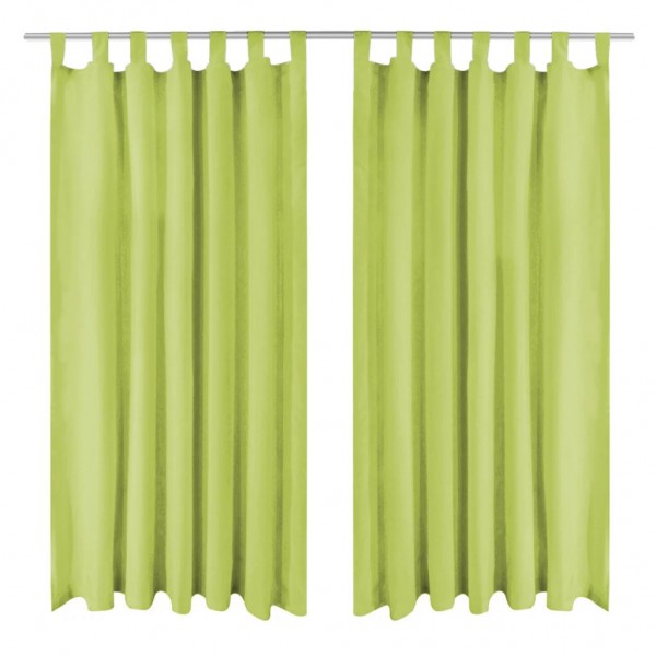 Cortinas de micro-raso con bucles 2 unidades 140x175cm verde D