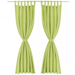 Cortinas de micro-raso con bucles 2 unidades 140x175cm verde H