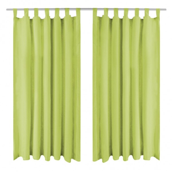 Cortinas de micro-raso con bucles 2 unidades 140x225 cm verde D