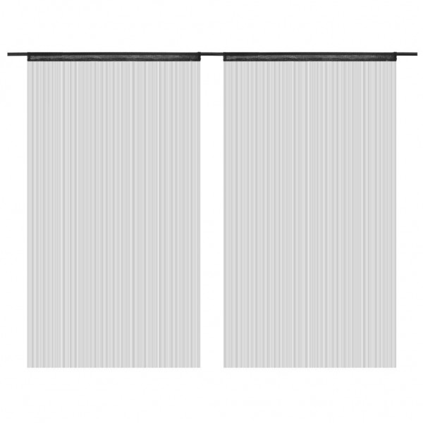 Cortinas de fios 2 pcs 100x250 cm preto M 2