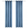Cortinas con anillas de metal 2 uds algodón azul 140x225 cm 1
