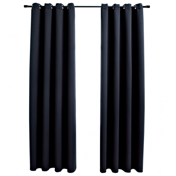 Cortinas blackout com argolas em metal 2 pcs 140x175 cm preto M 2