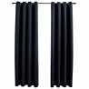 Cortinas blackout com argolas em metal 2 pcs 140x245 cm preto 2