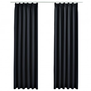 Cortinas blackout com ganchos 2 pcs 140x175 cm preto H