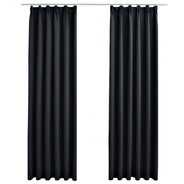 Cortinas opacas con ganchos 2 piezas negro 140x225 cm M 2