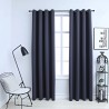 Cortinas opacas con anillas de metal 2 pzs antracita 140x225 cm 1