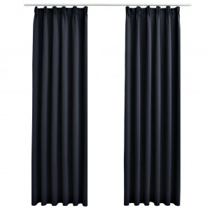 Cortinas blackout com ganchos 2 pcs 140x245 cm antracite H