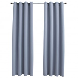 Cortinas opacas con anillas de metal 2 pzs gris 140x225 cm H