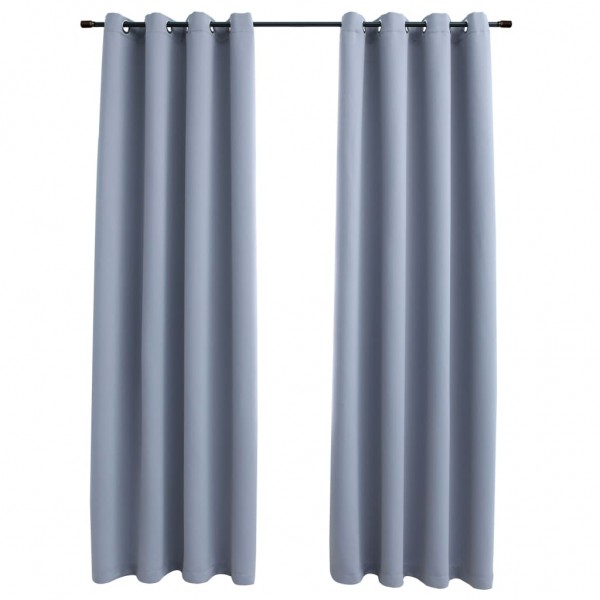 Cortinas opacas con anillas de metal 2 pzs gris 140x225 cm M 2