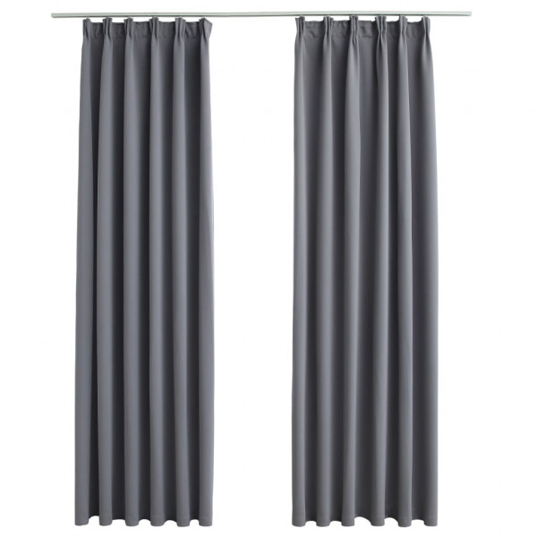 Cortinas opacas con ganchos 2 piezas gris 140x225 cm M 2
