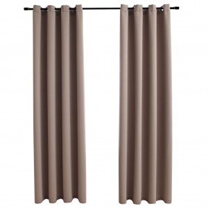 Cortinas opacas c/ argolas 2 pcs 140x175cm cinzento-acastanhado H
